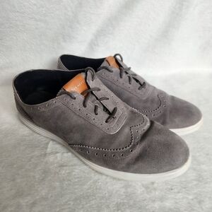 Cole Haan Grand O.S. Suede Wingtip Lace Up Oxford Sneakers Women's Size 8.5 Gray
